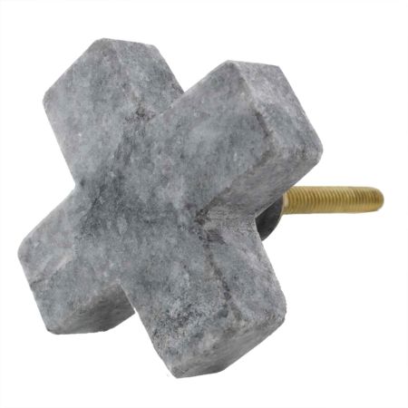 Grey Cross Marble Stone Cabinet Knobs